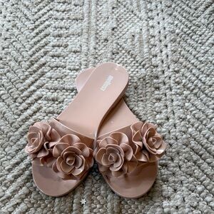 Melissa Dusty Pink Floral Slide Sandals